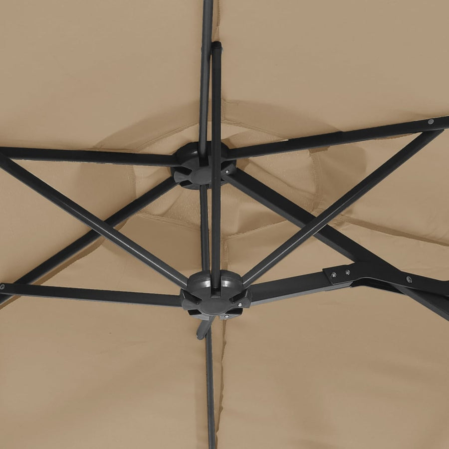 Double-Head Garden Parasol Taupe 316x145 cm