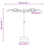 Double-Head Garden Parasol Taupe 316x145 cm - Low Angle