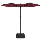 Double-Head Garden Parasol Bordeaux Red 316x145 cm - Side View