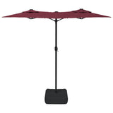 Double-Head Garden Parasol Bordeaux Red 316x145 cm - Top-Down View