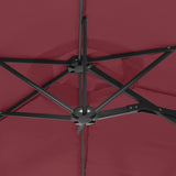 Double-Head Garden Parasol Bordeaux Red 316x145 cm - Rear View