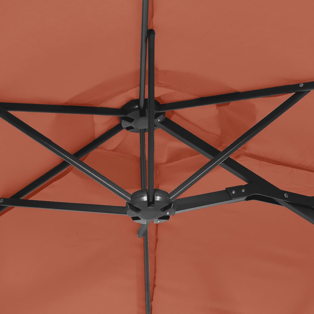 Double-Head Garden Parasol Terracotta 316x145 cm