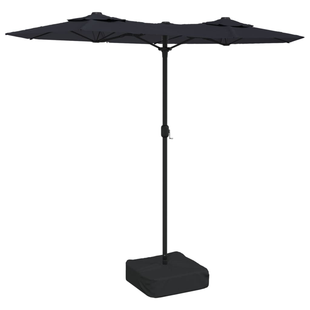 Double-Head Garden Parasol Black 316x145 cm