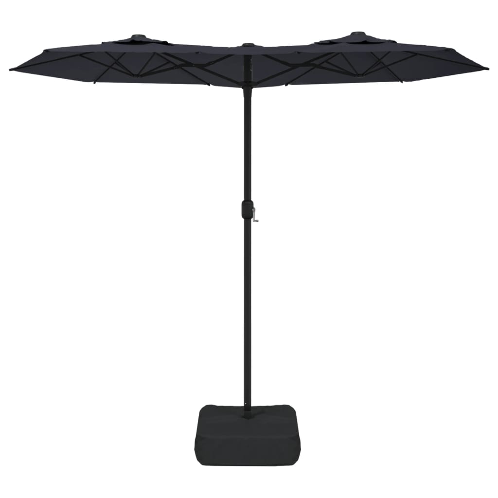 Double-Head Garden Parasol Black 316x145 cm