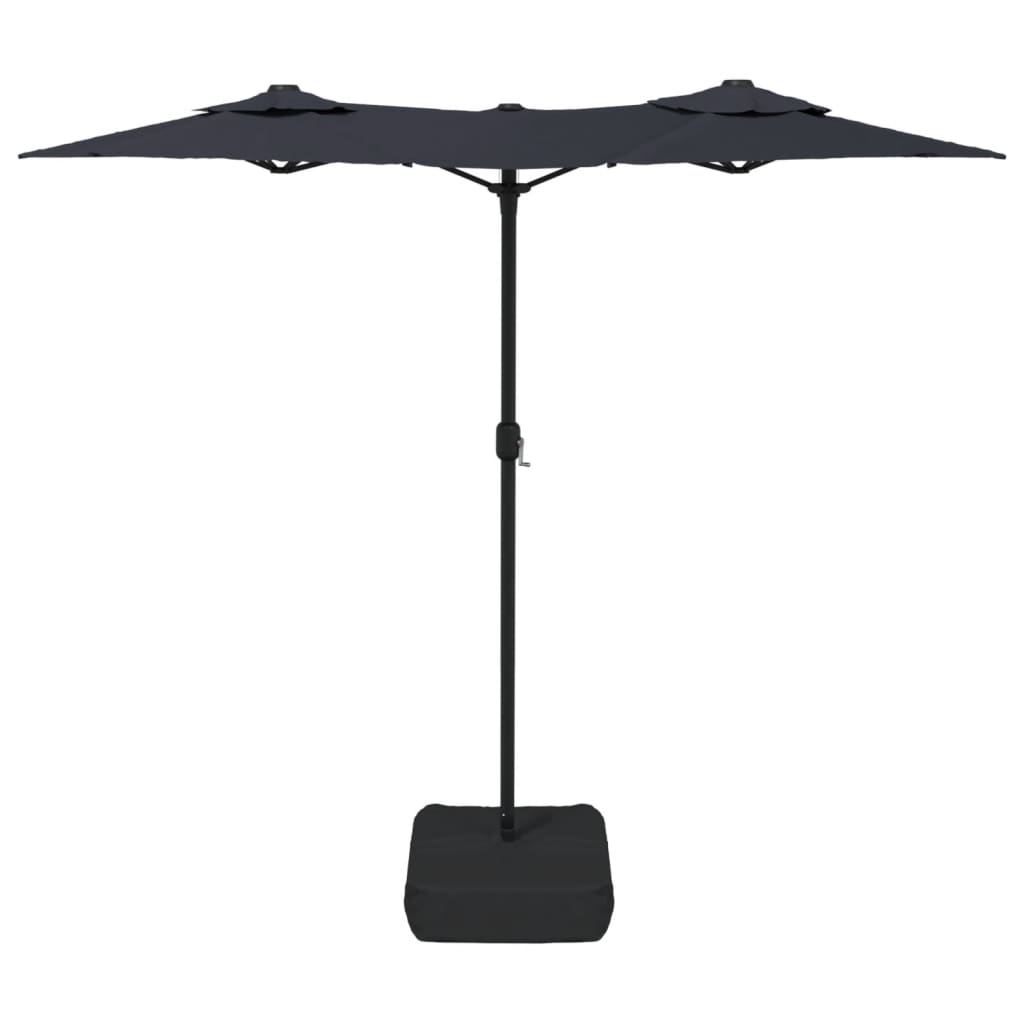 Double-Head Garden Parasol Black 316x145 cm