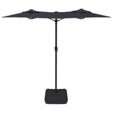 Double-Head Garden Parasol Black 316x145 cm - Top-Down View