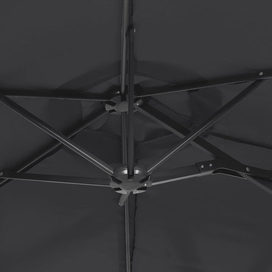 Double-Head Garden Parasol Black 316x145 cm