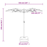 Double-Head Garden Parasol Black 316x145 cm
