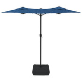 Double-Head Garden Parasol Azure Blue 316x145 cm - Top-Down View