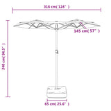 Double-Head Garden Parasol Azure Blue 316x145 cm