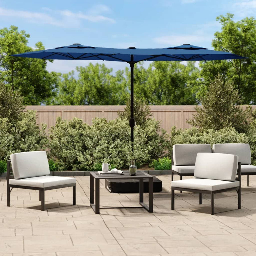 Double-Head Garden Parasol Azure Blue 316x145 cm