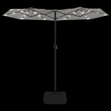 Double-Head Garden Parasol with LEDs Sand White 316x145 cm - Rear View