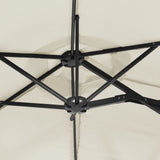 Double-Head Garden Parasol with LEDs Sand White 316x145 cm - Low Angle