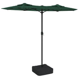 Double-Head Garden Parasol with LEDs Green 316x145 cm - Front View