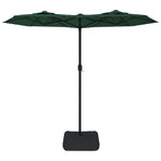 Double-Head Garden Parasol with LEDs Green 316x145 cm