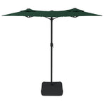 Double-Head Garden Parasol with LEDs Green 316x145 cm