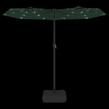 Double-Head Garden Parasol with LEDs Green 316x145 cm - Rear View
