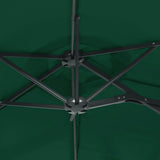 Double-Head Garden Parasol with LEDs Green 316x145 cm