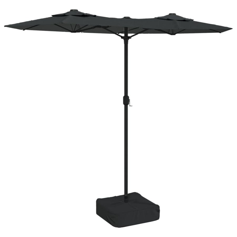 Double-Head Garden Parasol with LEDs Anthracite 316x145 cm