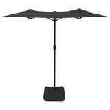 Double-Head Garden Parasol with LEDs Anthracite 316x145 cm - 45-Degree Angle