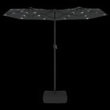 Double-Head Garden Parasol with LEDs Anthracite 316x145 cm