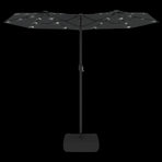 Double-Head Garden Parasol with LEDs Anthracite 316x145 cm