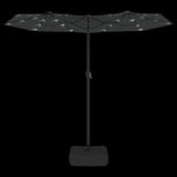 Double-Head Garden Parasol with LEDs Anthracite 316x145 cm - Rear View