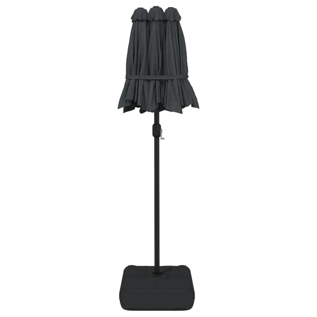 Double-Head Garden Parasol with LEDs Anthracite 316x145 cm