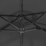 Double-Head Garden Parasol with LEDs Anthracite 316x145 cm