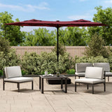Double-Head Garden Parasol with LEDs Bordeaux Red 316x145 cm