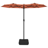 Double-Head Garden Parasol with LEDs Terracotta 316x145 cm - Top-Down View