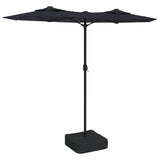 Double-Head Garden Parasol with LEDs Black 316x145 cm