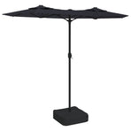Double-Head Garden Parasol with LEDs Black 316x145 cm