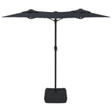 Double-Head Garden Parasol with LEDs Black 316x145 cm