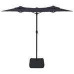 Double-Head Garden Parasol with LEDs Black 316x145 cm