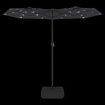 Double-Head Garden Parasol with LEDs Black 316x145 cm