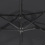 Double-Head Garden Parasol with LEDs Black 316x145 cm