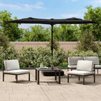 Double-Head Garden Parasol with LEDs Black 316x145 cm