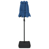 Double-Head Garden Parasol with LEDs Azure Blue 316x145 cm