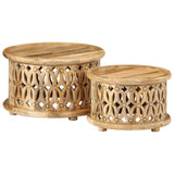 2 Piece Coffee Table Set Solid Wood Mango - Extra Image