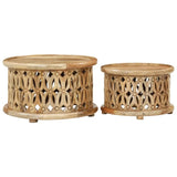 2 Piece Coffee Table Set Solid Wood Mango - Side View