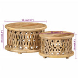 2 Piece Coffee Table Set Solid Wood Mango - Close-Up Angle