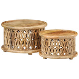 2 Piece Coffee Table Set Solid Wood Mango - Extra Image