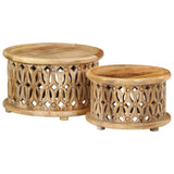 2 Piece Coffee Table Set Solid Wood Mango - Extra Image