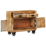 Sideboard 80x30x65 cm Solid Rough Wood Mango - Front View