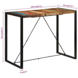Bar Table 140x70x110 cm Solid Wood Reclaimed - Close-Up Angle