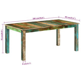 Dining Table 180x90x76 cm Solid Wood Reclaimed - Close-Up Angle