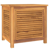 Garden Storage Box with Bag 60x50x58 cm Solid Wood Teak - Front View