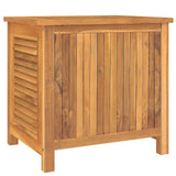 Garden Storage Box with Bag 60x50x58 cm Solid Wood Teak - Close-Up Angle