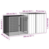 Rabbit Cage Anthracite 200x91x100 cm Galvanised Steel - 45-Degree Angle